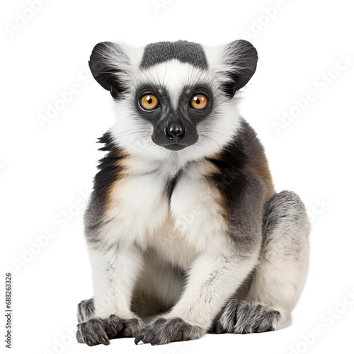A lemur with black and white fur