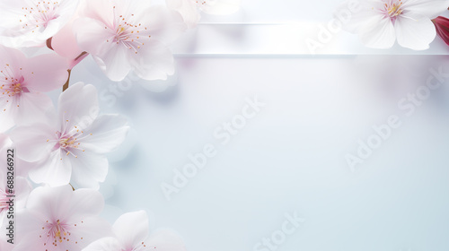 Cacho de Flores de Cerejeira em Fundo Azul