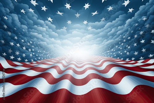 background perspective Stripes Stars abstract american banner celebrate celebration design festive flag government governmental graphic illustration independence nationalism photo