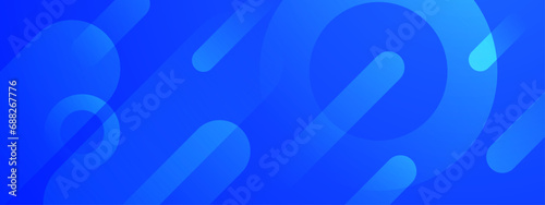 Blue abstract background with blue glowing geometric lines. Modern shiny blue diagonal rounded lines pattern. Futuristic technology concept. Suit for poster, banner, brochure, corporate, website photo