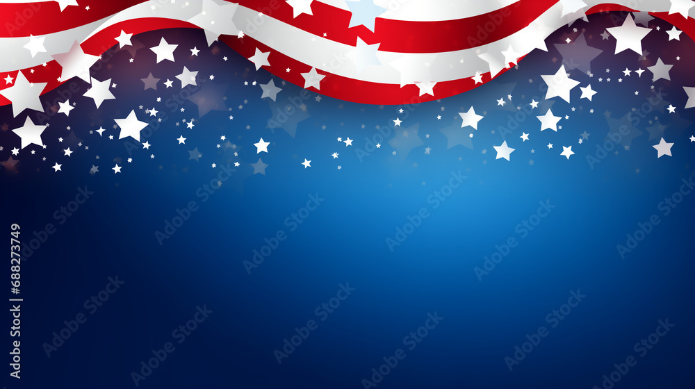Patriotic American Backdrop: USA Political Vector Design in Vibrant Red, White, and Blue – Ideal for Celebrating Fourth of July, Memorial Day, Veteran's Day, United States of America, and US Flag Even - obrazy, fototapety, plakaty 