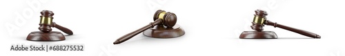 Law Gavel at Various Angles Isolated on a Transparent Background. Transparent PNG.