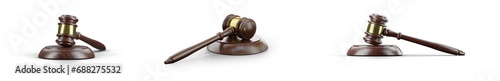 Fotografie Law Gavel at Various Angles Isolated on a Transparent Background