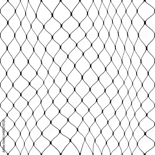 Fish net seamless pattern or fishnet background with mesh grid of fishing rope, vector wavy lines. Fishnet or hunting catch neat and marine mesh lattice pattern background of fisherman fabric lines photo
