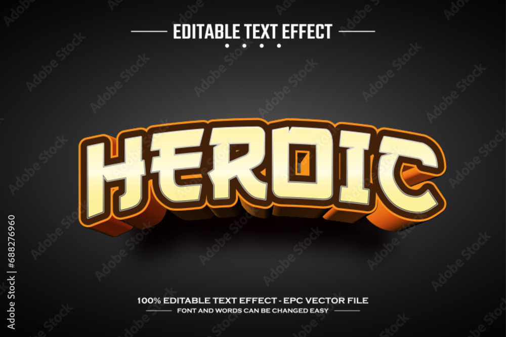 Fototapeta premium Heroic 3D editable text effect template