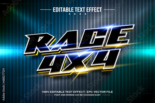 Race 4x4 3D editable text effect template