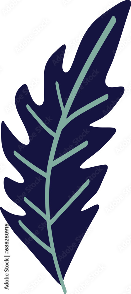Blue cartoon leaf. Hand drawn illustration Blue cartoon leaf. Hand drawn illustration