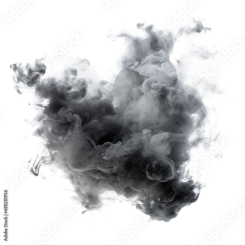 Textured clouds of gray smoke, cut out - stock png.	
