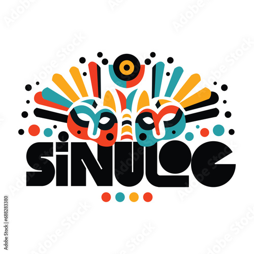 Dynamic Sinulog Design Typography Logo Text: Festive Design for Honoring Cebu's Santo Niño photo
