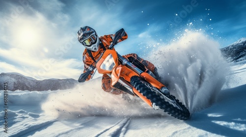 Motocross riders in action on the snow.Generated AI.