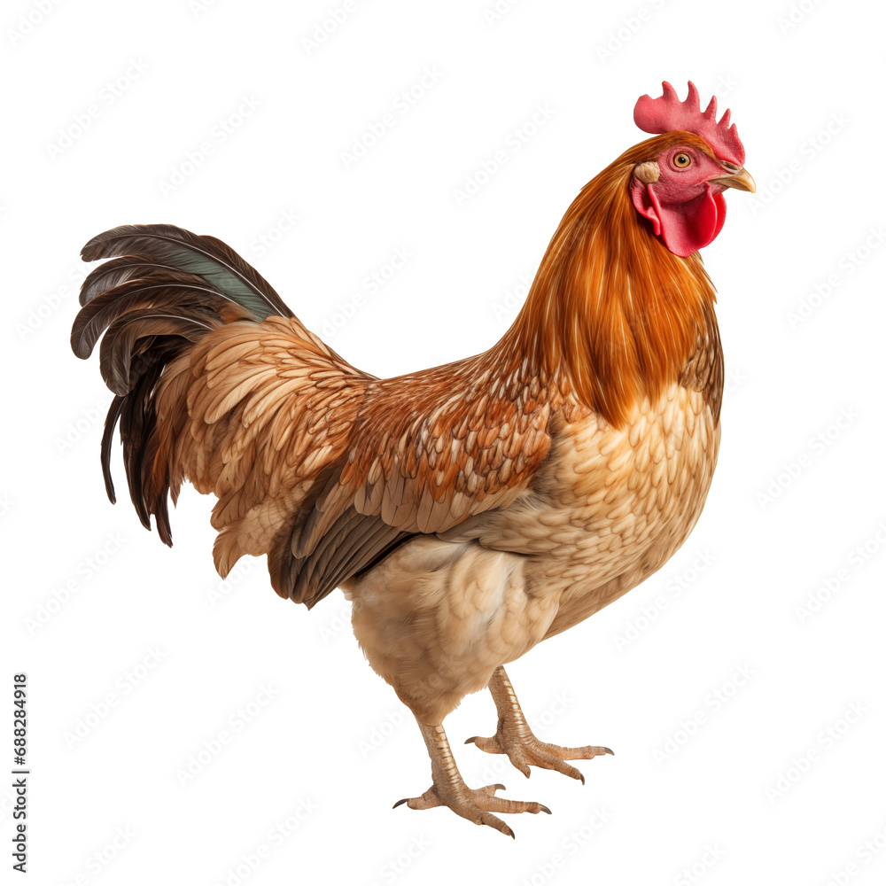 Fototapeta premium Beautiful chicken, cut out - stock png. 