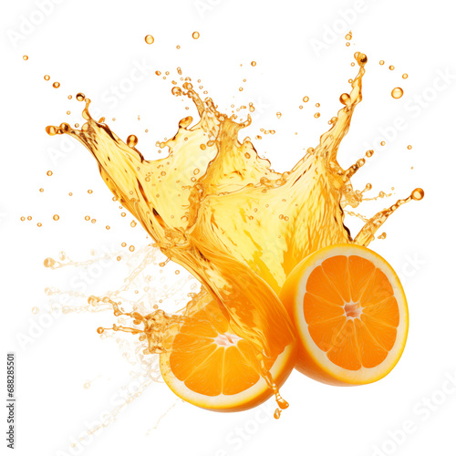 Splash of fresh orange juice, cut out - stock png. 