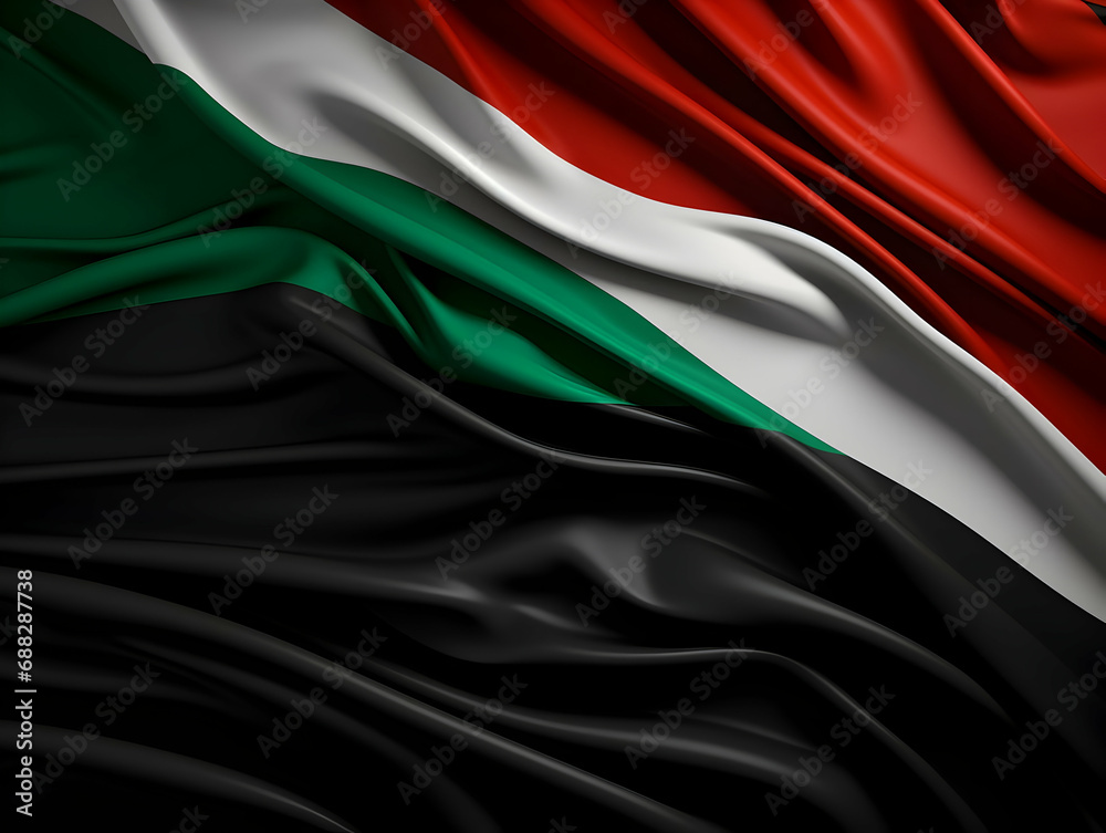 Fototapeta premium United arab emirates national flag background, UAE flag weaving made by silk cloth fabric, UAE background, ai generated image