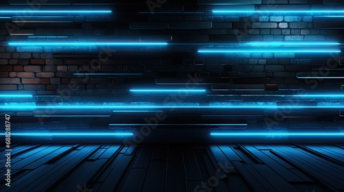 Black and Blue Neon Urban Backdrop - Abstract Rustic Black Blue Neon Fusion Background Texture - Neon Texture Wallpaper created with Generative AI Technology