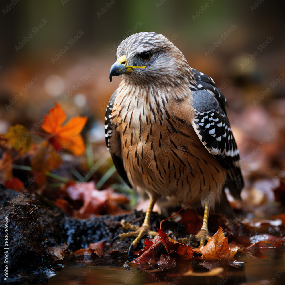 Creek Hunter: Red-shouldered Hawk Snatching Crayfish Creek Hunter: Red-shouldered Hawk Snatching Crayfish