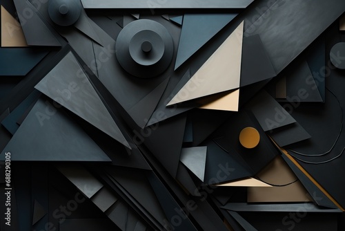 background abstract paper gray made shapes Geometric architecture design shape threedimensional black futuristic pattern finance texture business modern concept photo