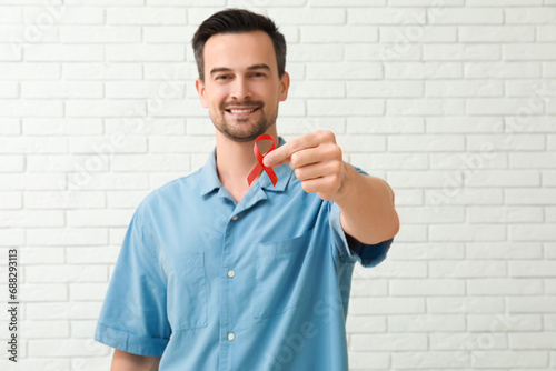 Handsome adult man with red...