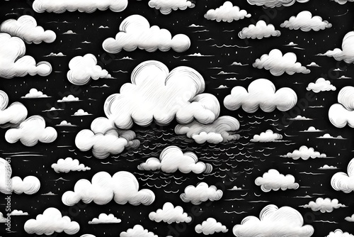 drawing of white cloud, black background photo