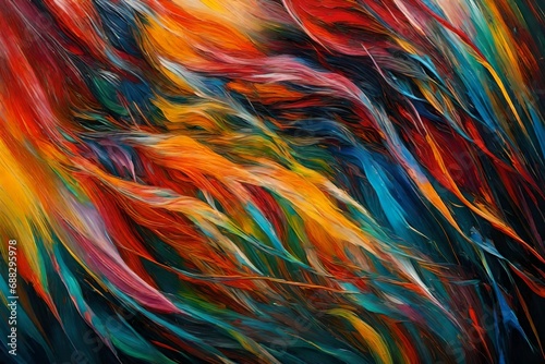 An abstract oil painting, colorful, full of movement, Macro Lenses, Look thinner, Expressionism, 16k, hyper quality  photo