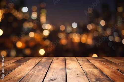 concept celebration Lifestyle background cafe restaurant night dark bokeh light blur top table Wood bar beautiful blank blurred blurry celebrate christmas city copy counter
