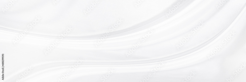 White gray satin texture that is white silver fabric silk panorama background with beautiful soft blur pattern natural. - obrazy, fototapety, plakaty 