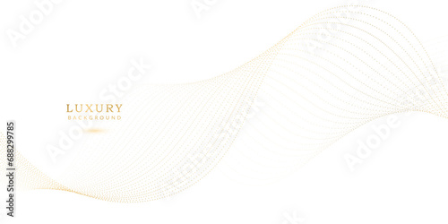 Dynamic White Background with Flowing Gold Particles. Modern Tech Concept.