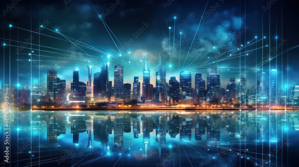 Obraz premium 5G, 6G, Big data wireless network, high speed internet, cloud computing or connect diagram technology, Data storage, service, synchronize, online, financial, Connectivity global, smart city, Gen AI