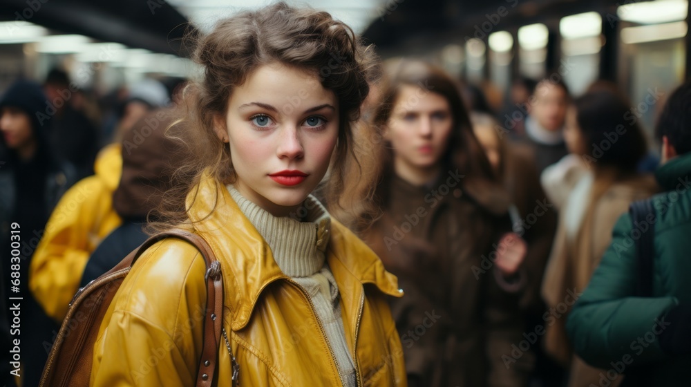 Girl is waiting for the metro train Girl is waiting for the metro train