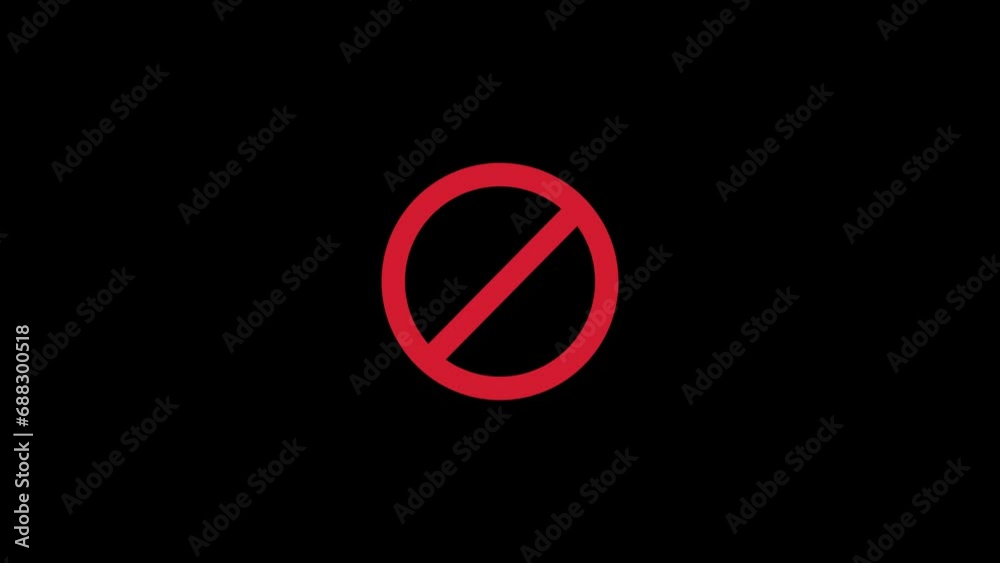 Red prohibition symbol animation. not allowed red circle and line. Red prohibition symbol animation. not allowed red circle and line.