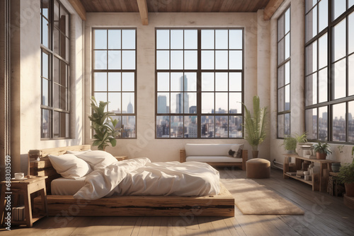 Traditional Brooklyn apartment elegant bedroom scene photo