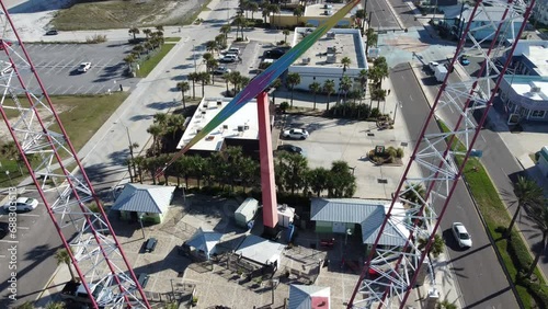 Daytona beach Florida drone view of an amusement park ride photo