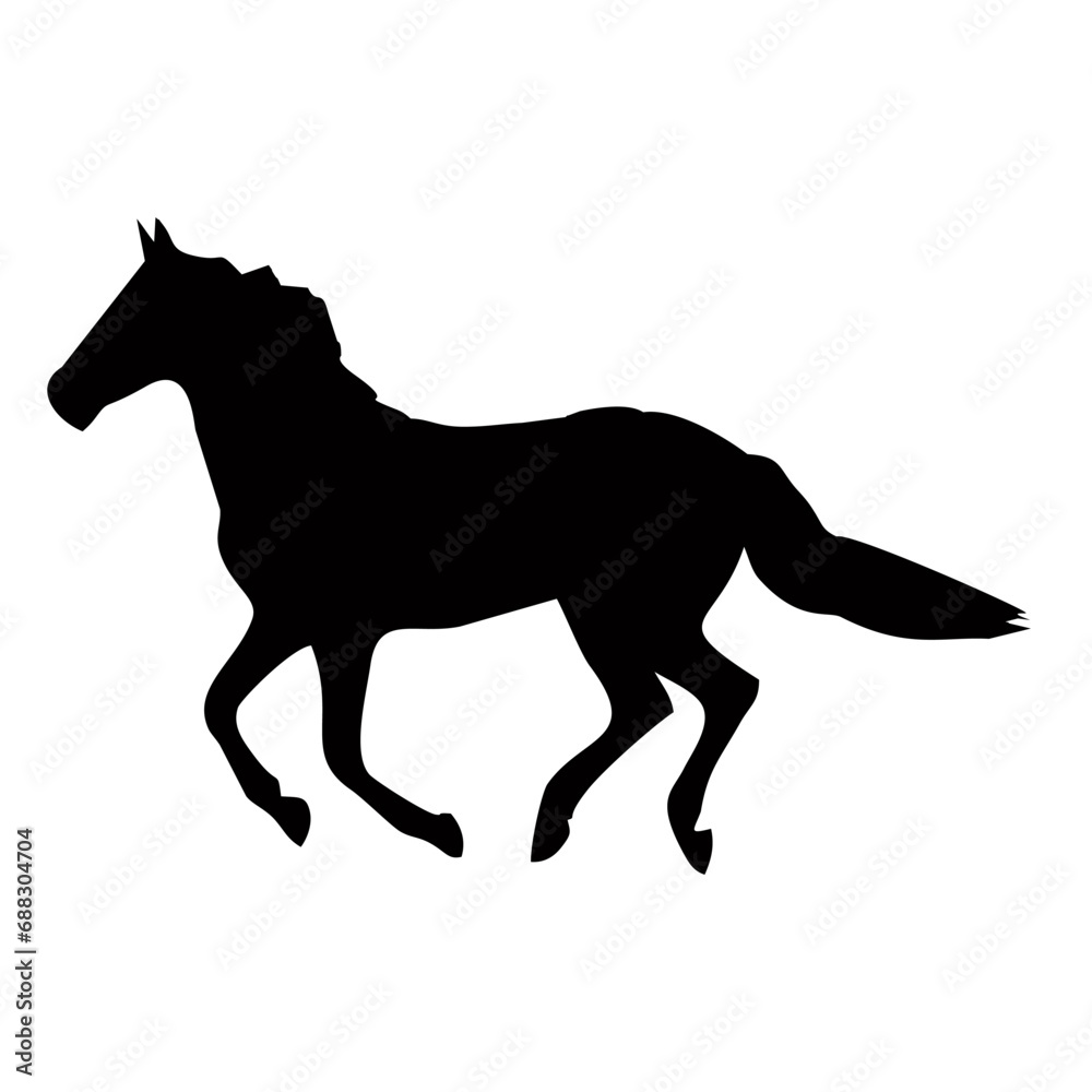 silhouette of a standing horse in black