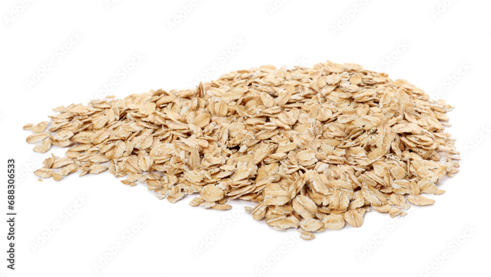 Pile of rolled oats isolated on white Pile of rolled oats isolated on white