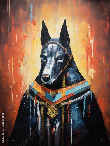 Oil painting of Egyptian Anubis, Vintage, ancient, suitable for wall art, gifts, printing design © Matthew