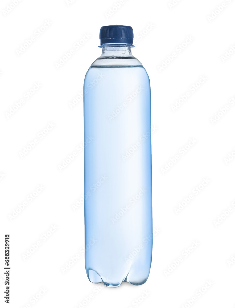 One plastic bottle with fresh water isolated on white One plastic bottle with fresh water isolated on white