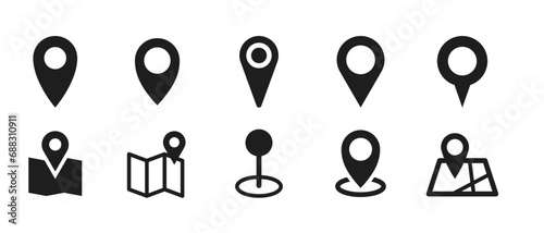 Simple icons representing locations and map pins