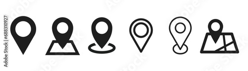 Simple icons representing locations and map pins