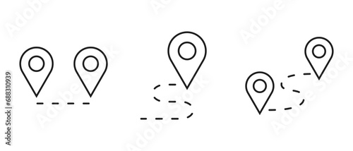 Simple icons representing locations and map pins