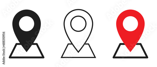 Simple icons representing locations and map pins