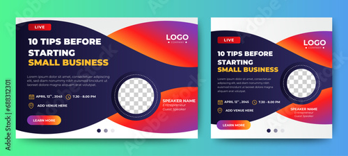 Online webinar conference banner template. web and social media layout. vector	