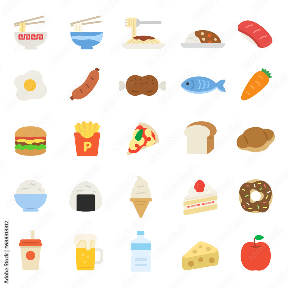 食べ物のアイコンのイラストセット 食べ物のアイコンのイラストセット