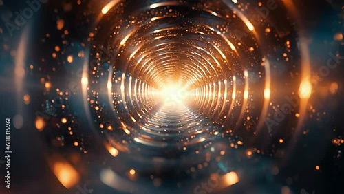 Macro view of multiple particles tunneling through a complex energy landscape, revealing the mysterious and unpredictable nature of quantum tunneling. photo