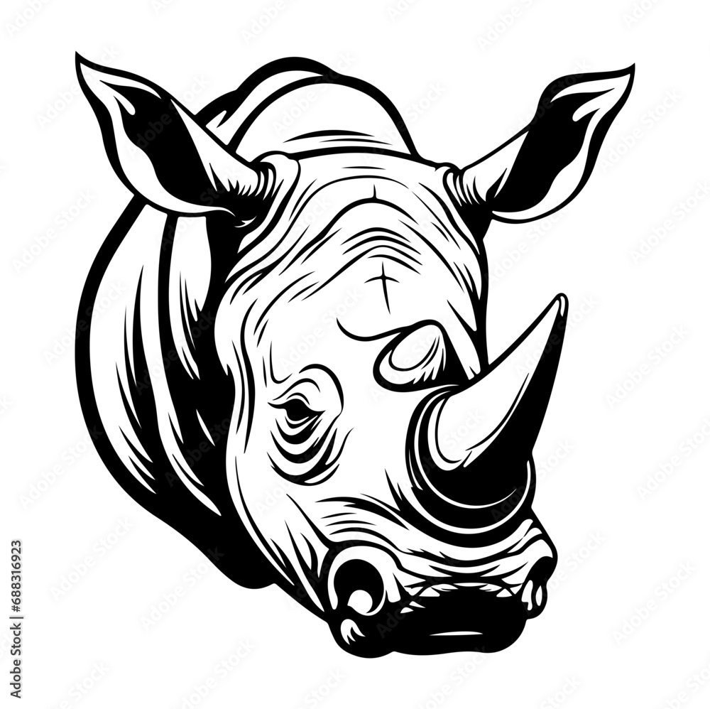 rhino head logo icon vector, Rhinoceros logos or icons Illustration, Generative AI. rhino head logo icon vector, Rhinoceros logos or icons Illustration, Generative AI.