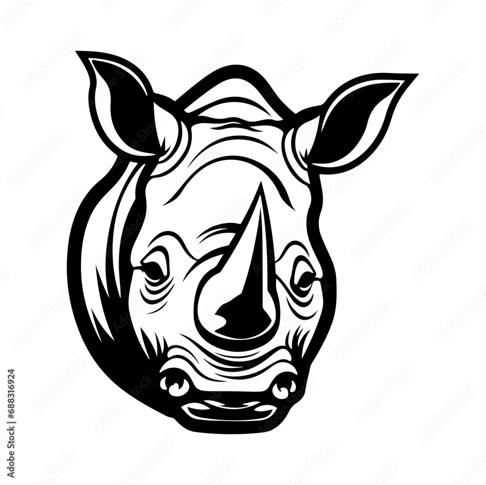 rhino head logo icon vector, Rhinoceros logos or icons Illustration, Generative AI. rhino head logo icon vector, Rhinoceros logos or icons Illustration, Generative AI.