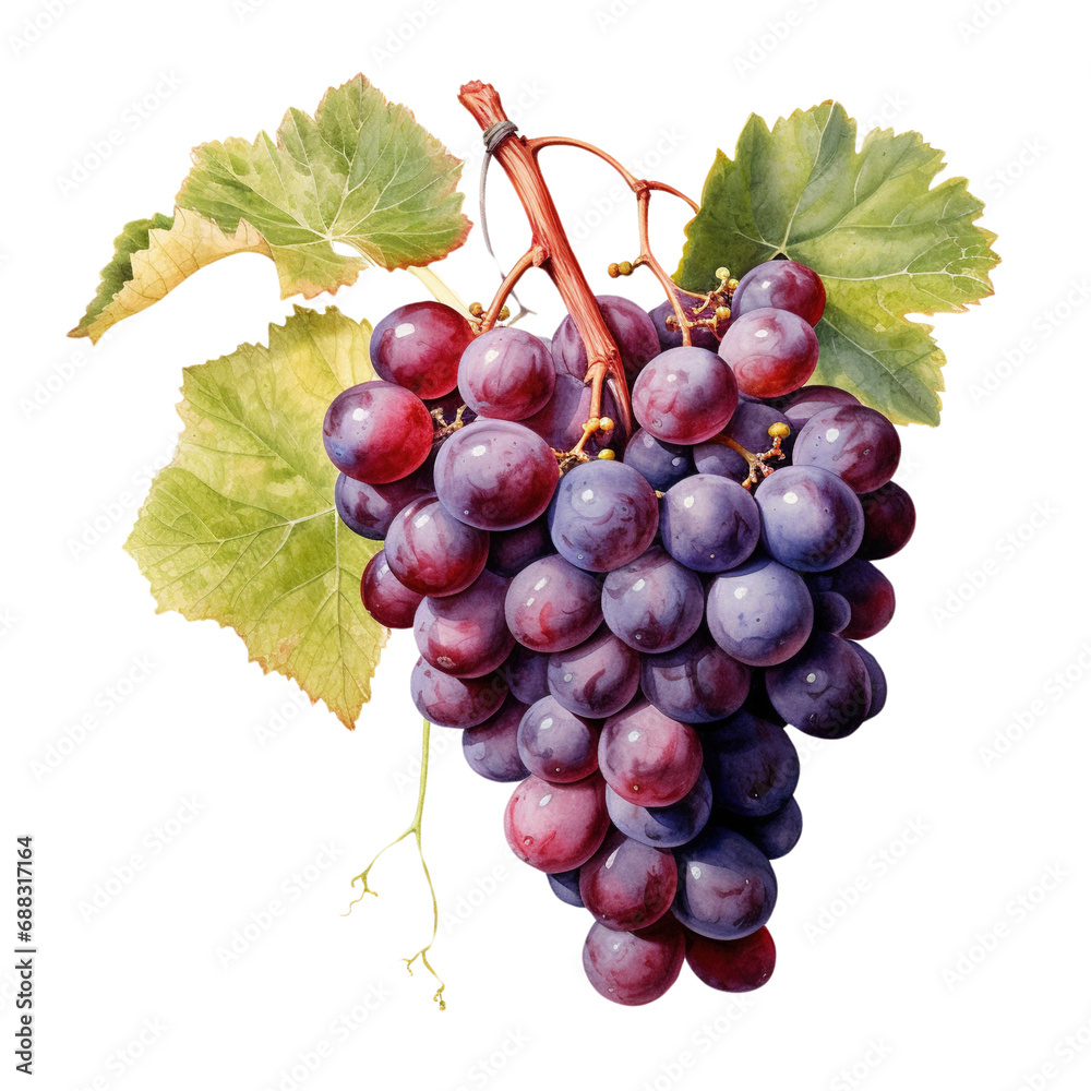 Fototapeta premium Watercolor grape on transparent background.