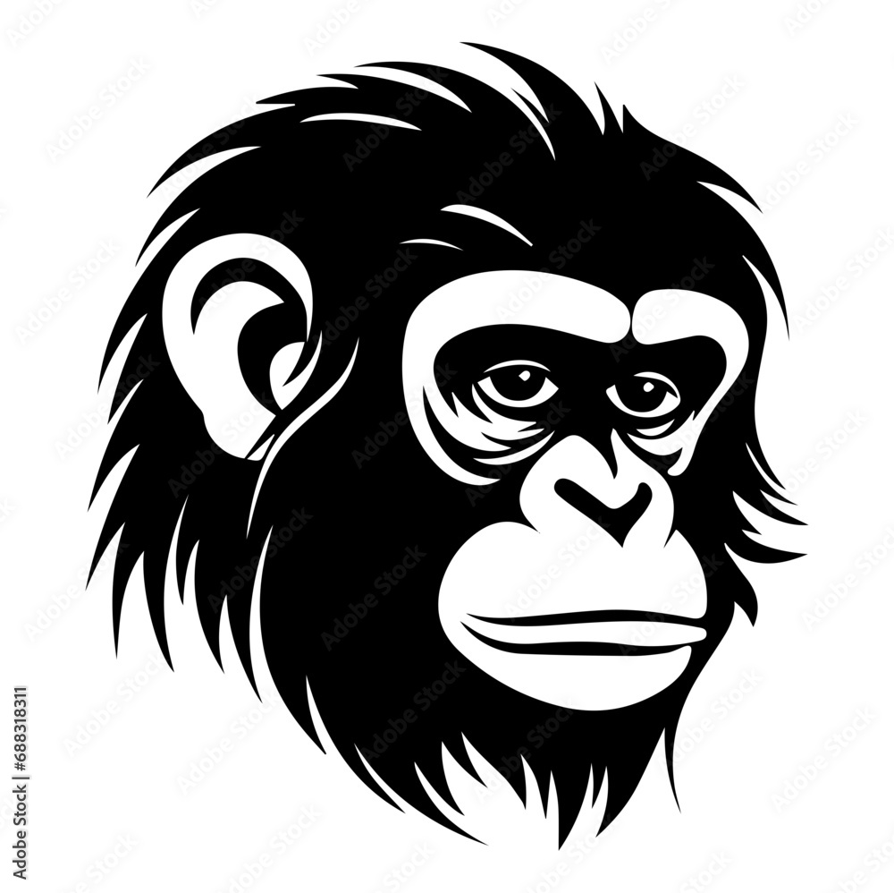 monkey Mascot Head Illustration, monkey logos or icons, Generative AI.