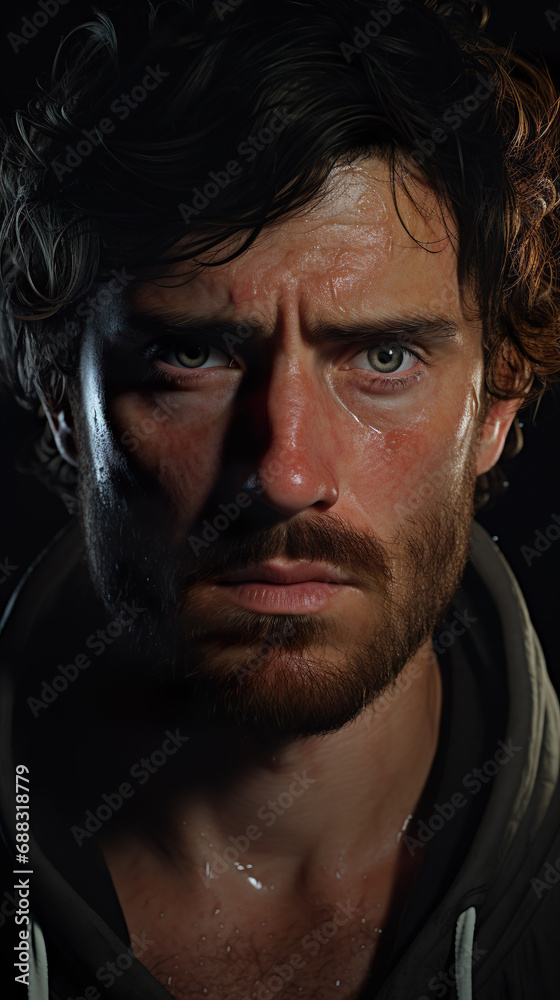 Fototapeta premium The man who is very sad because his father died of a serious illness. He had to live alone.