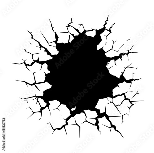 Cracked Wall Bullet Broken Hole, Generative AI.
