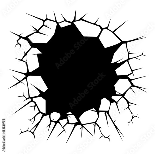 Cracked Wall Bullet Broken Hole, Generative AI.