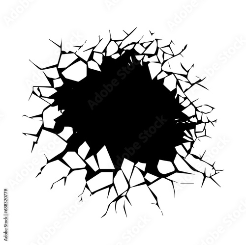 Cracked Wall Bullet Broken Hole, Generative AI.